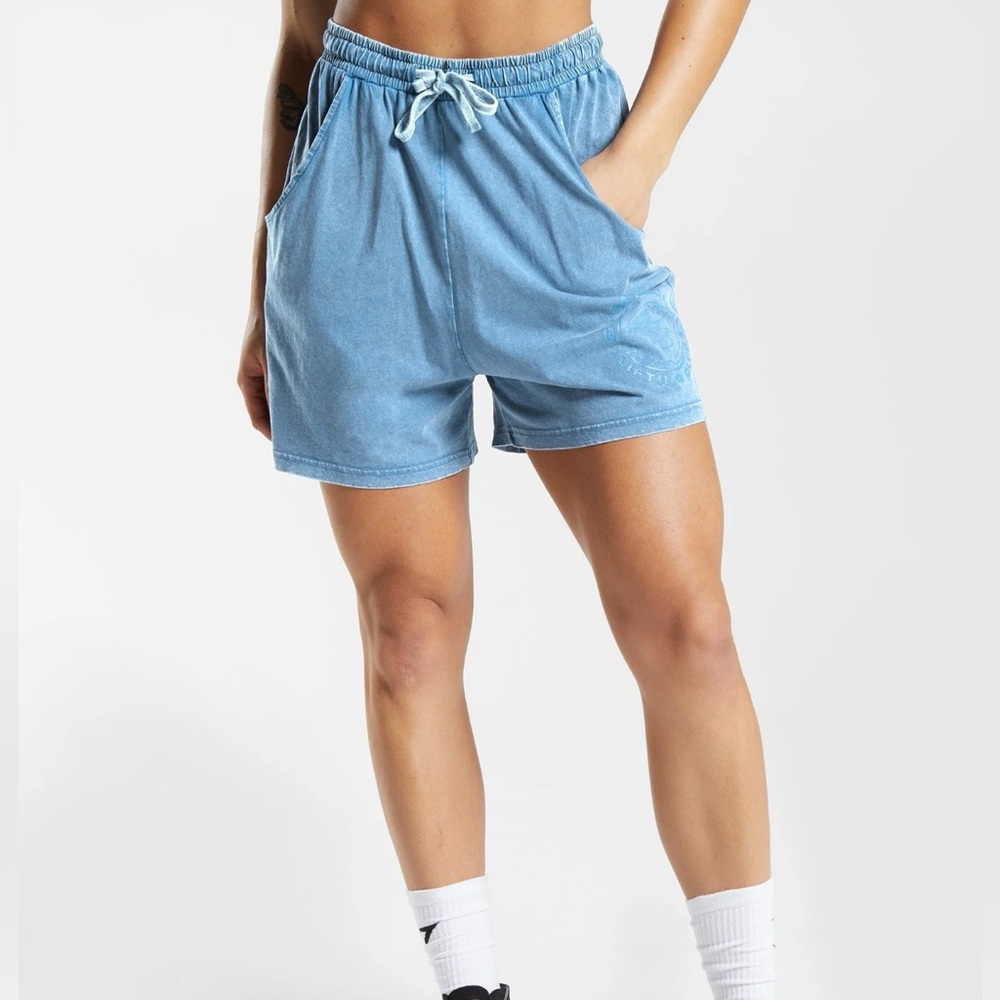 Gymshark Women’s Blue Wash Heritage Legacy Lifting Shorts Small